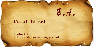 Behal Ahmed névjegykártya